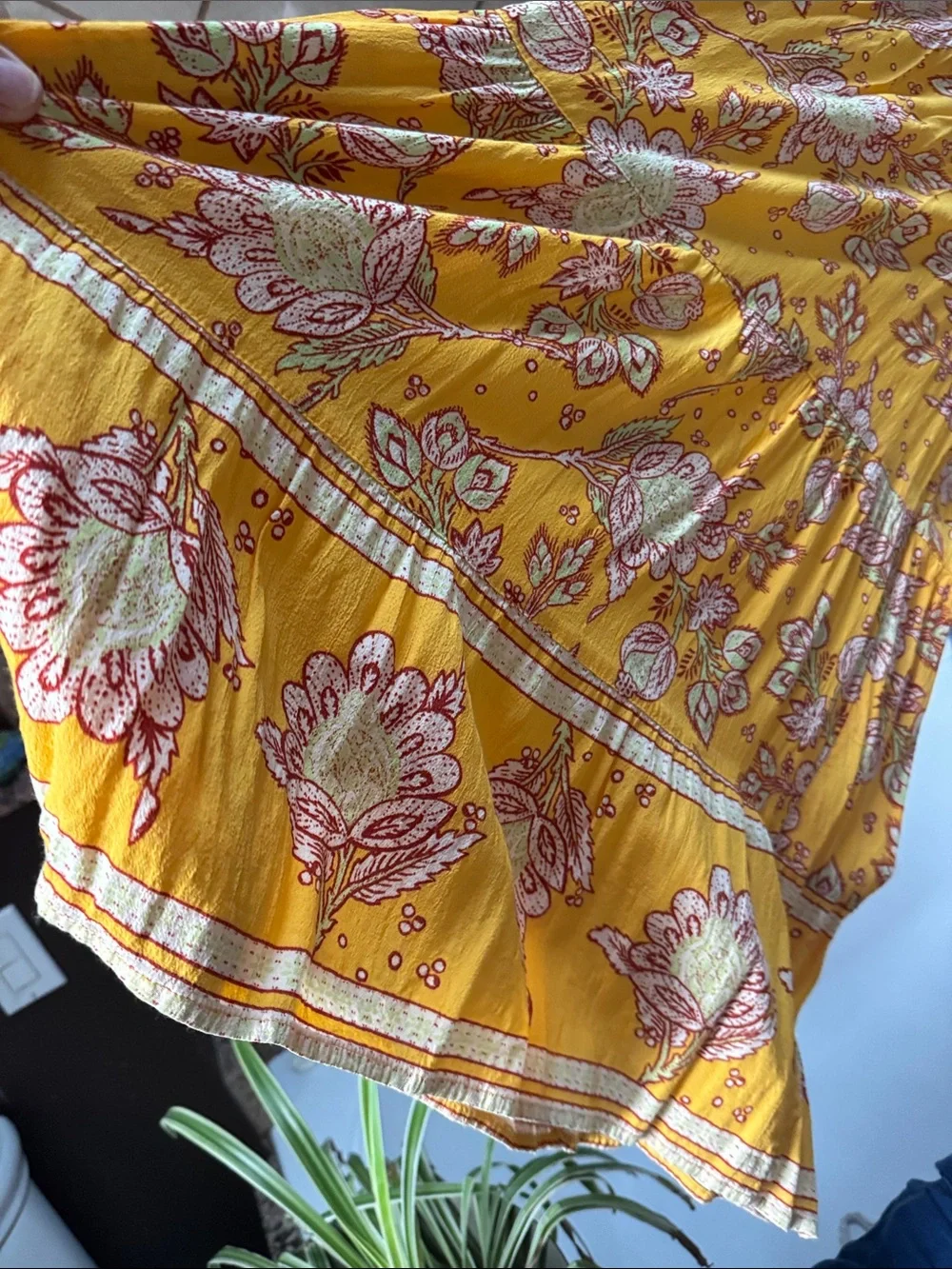 Free People Yellow Floral Jumper with Pink & Cream Blooms